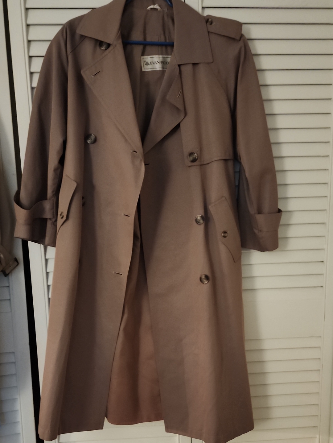 Evan Picone Taupe Trench Coat With Double-Breasted Buttons
